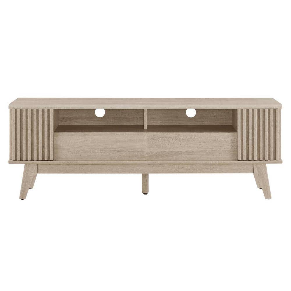 Eudora 60'' Light Oak Modern TV Stand with Cabinet