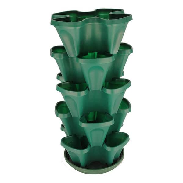28 in, x 12 in. Green Plastic 5-Tier Vertical Garden Planter