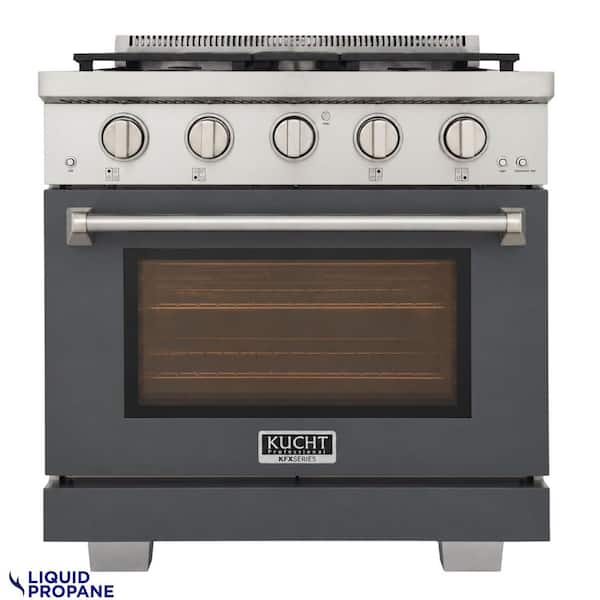30 in. 4.2 cu. ft. 4-Burners Freestanding Propane Gas Range and Convection Oven in Cement Gray with True Simmer Burners