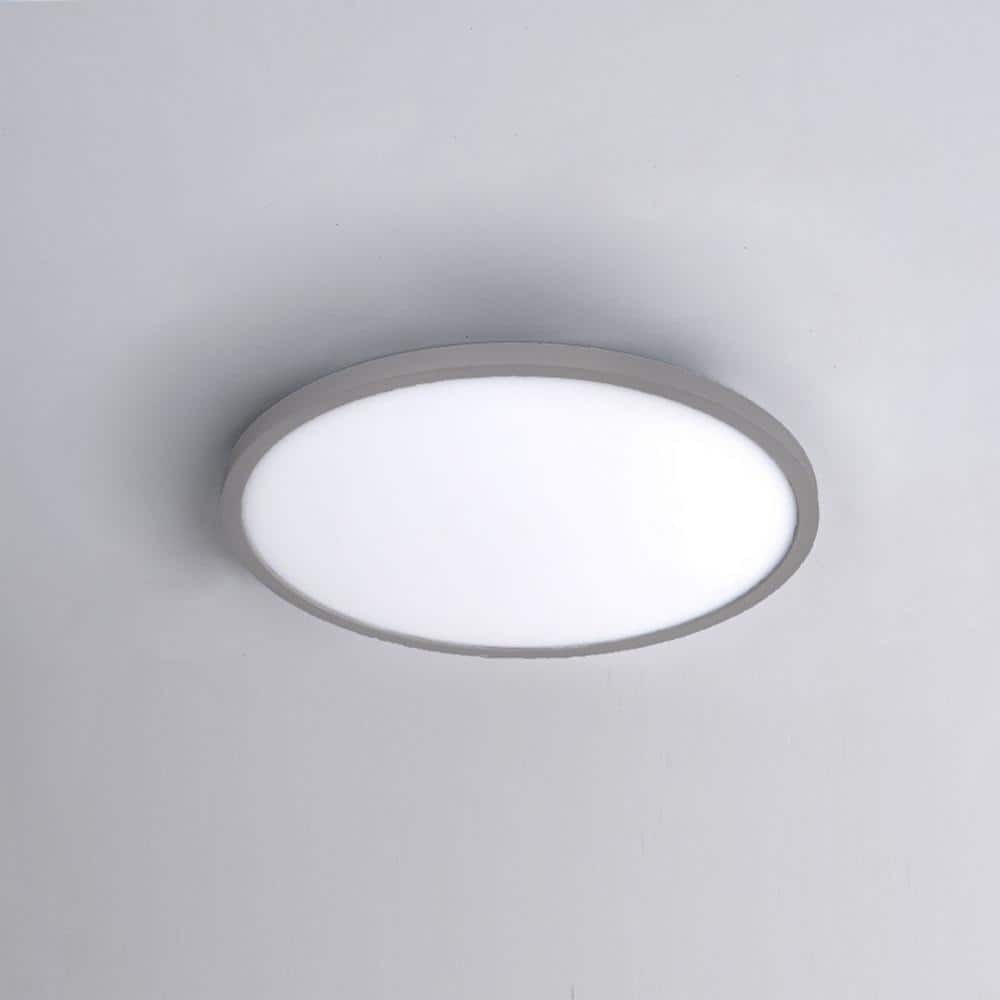 Sleek 15" Brushed Nickel LED Flush Mount Light for Indoor/Outdoor