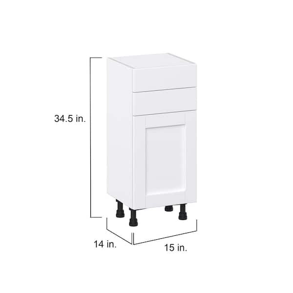 J COLLECTION Mancos Bright White Shaker Assembled Shallow Base Kitchen Cabinet with a Drawer (24 in. W x 34.5 in. H x 14 in. D)