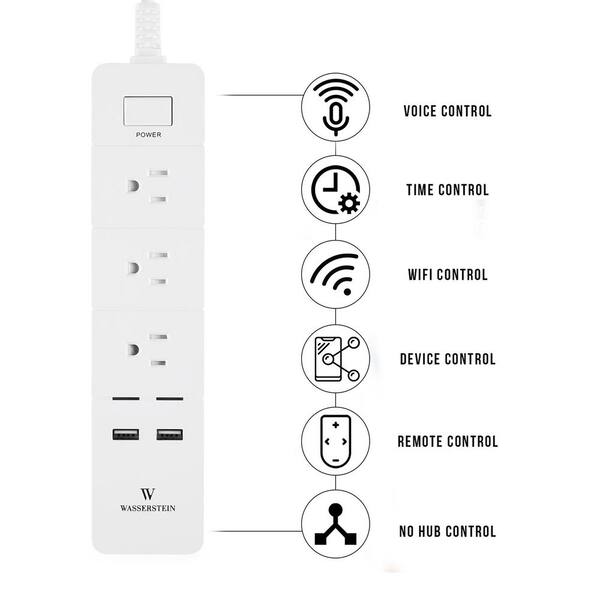 Wi-Fi Smart Power Strip, Remote Control, Google and Alexa, USB