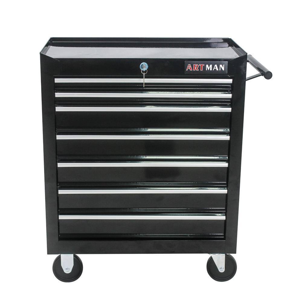 7-Tier Metal 4-Wheeled Multi-Functional Cart in Black with Handle price history on PriceWatchPro
