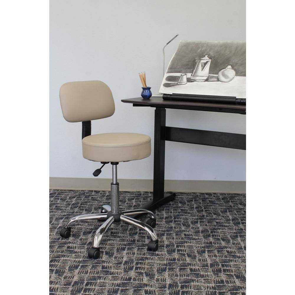 ErgoFlex Adjustable Beige Vinyl and Metal Medical Stool