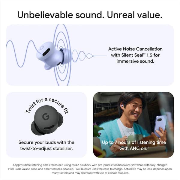 Google Pixel Buds 2a - Wireless Earbuds with Active Noise