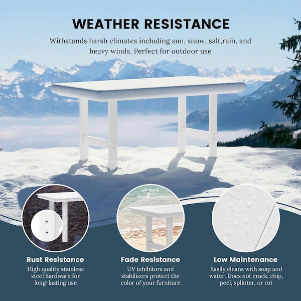 Shoreside 7-Piece All Weather HDPE Plastic Outdoor Patio Dining Set w/ Armchairs, White