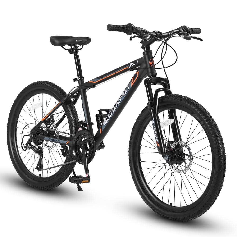 24 in. Black Steel  21 Speed Mountain Bicycle with Daul Disc Brakes and Front Suspension for Boys Girls price history on PriceWatchPro