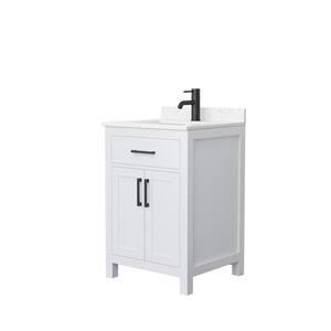 Beckett 24 in. W x 22 in. D x 35 in . H Single Bath Vanity in White with Carrara Cultured Marble Top