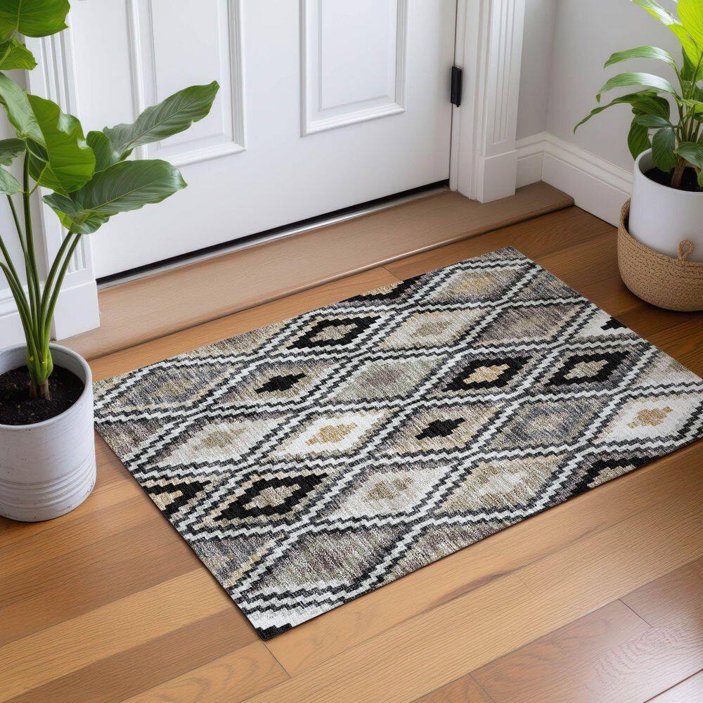 Chantille Machine Washable Indoor/Outdoor Abstract ACN2331 Black 2 ft. x 3 ft. Accent Rug price history on PriceWatchPro