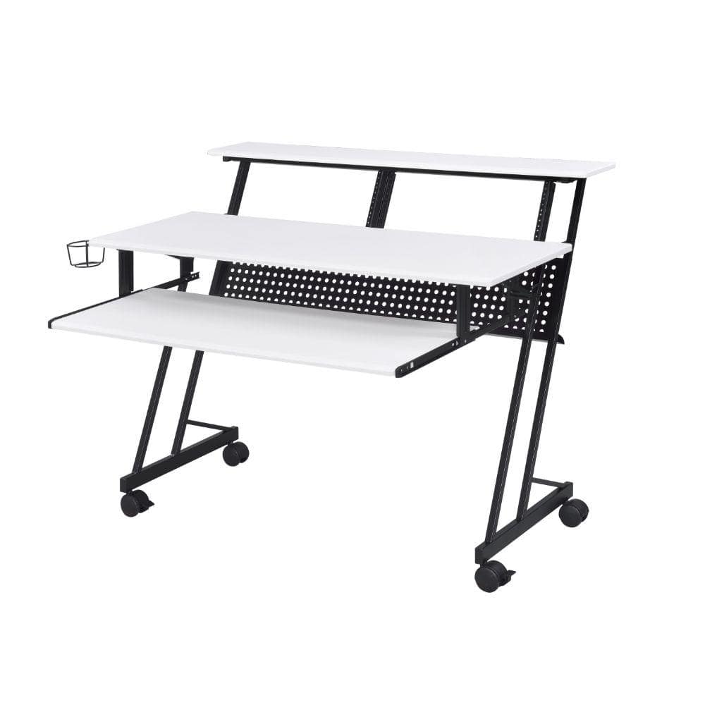 Benjara 27 In. W Black And White Rectangular Top Computer Desk With 1 ...