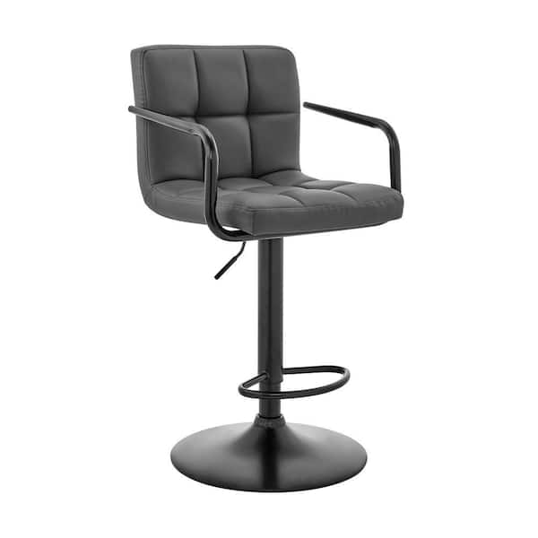 Benjara 33 in. Black Low Back Metal Frame Barstool with Leatherette Seat