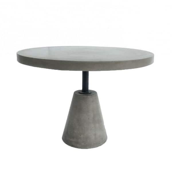 Benjara 19 in. Gray and Black Round Concrete End Table with Metal Frame