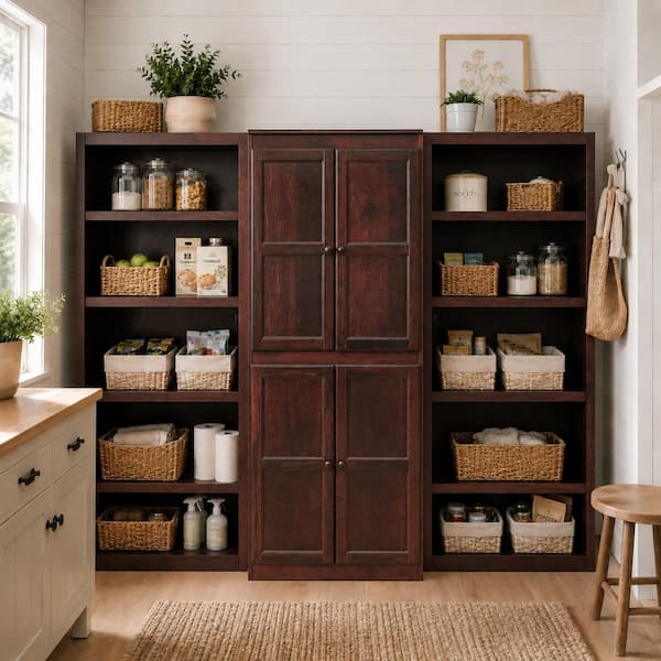 Concepts In Wood 72 in. Cherry Wood 15-shelf Standard Bookcase