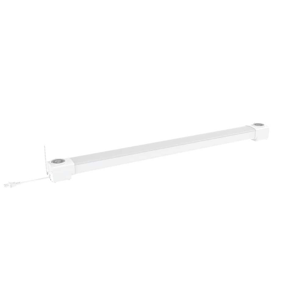 3.5 ft. 85-Watt 4000K Bright White 9600 Lumens White Integrated LED Linkable Shop Light with Two Adjustable Spotlight price history on PriceWatchPro