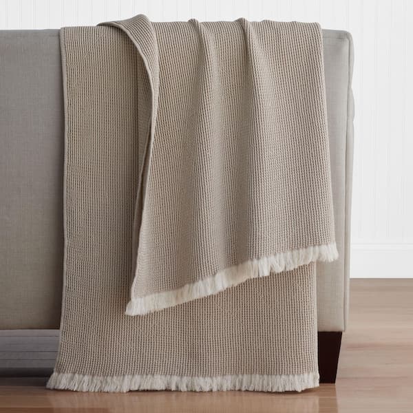 Company Cotton Cadence Solid Taupe Throw Blanket