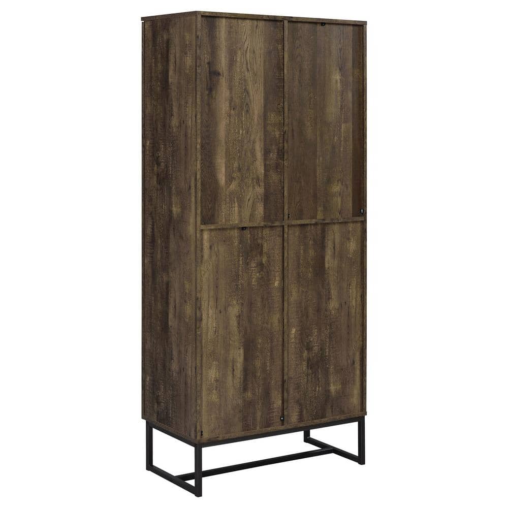 Rustic Oak Tall Office Cabinet with Adjustable Shelving