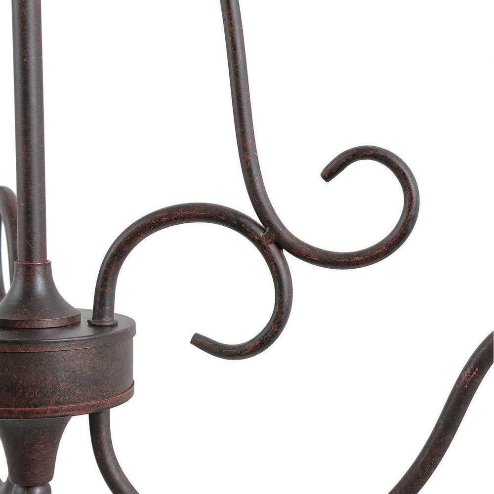 Rustic Bronze 6-Light Candle Chandelier with Crystal Drops