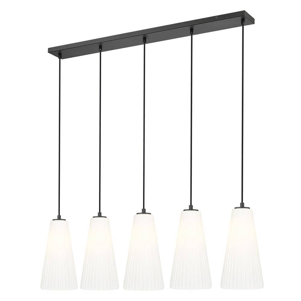 Farrell 5-Light in Matte Black Linear Chandelier with no bulbs included