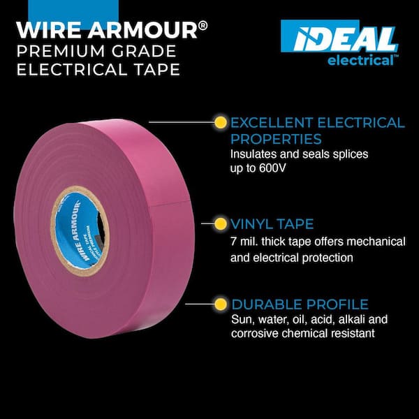 Wire Armour 3/4 in. x 66 ft. Premium Vinyl Tape, Violet (10-Pack)
