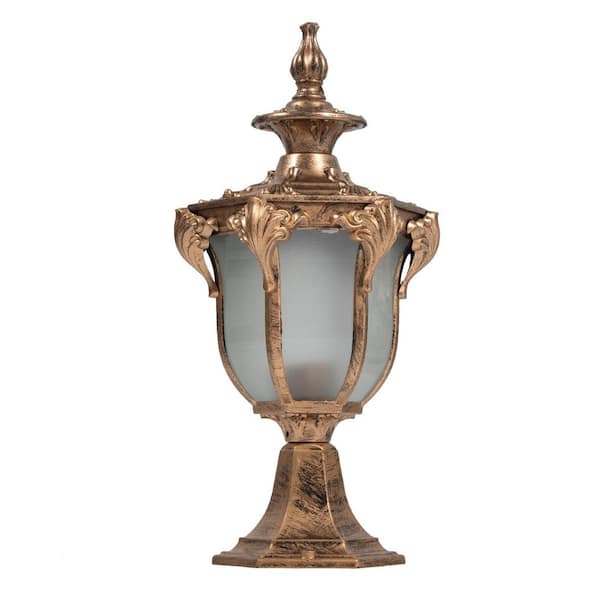 1-Light Bronze Retro Cast Aluminum Hardwired Outdoor Waterproof Post Light with No Bulbs Included