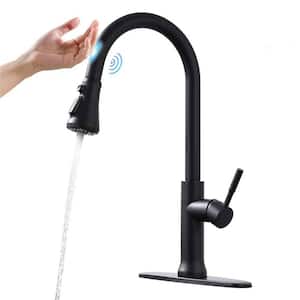 Touch Single Handle Pull Down Sprayer Kitchen Faucet with Advanced Spray Single Hole Kitchen Sink Faucets in Matte Black