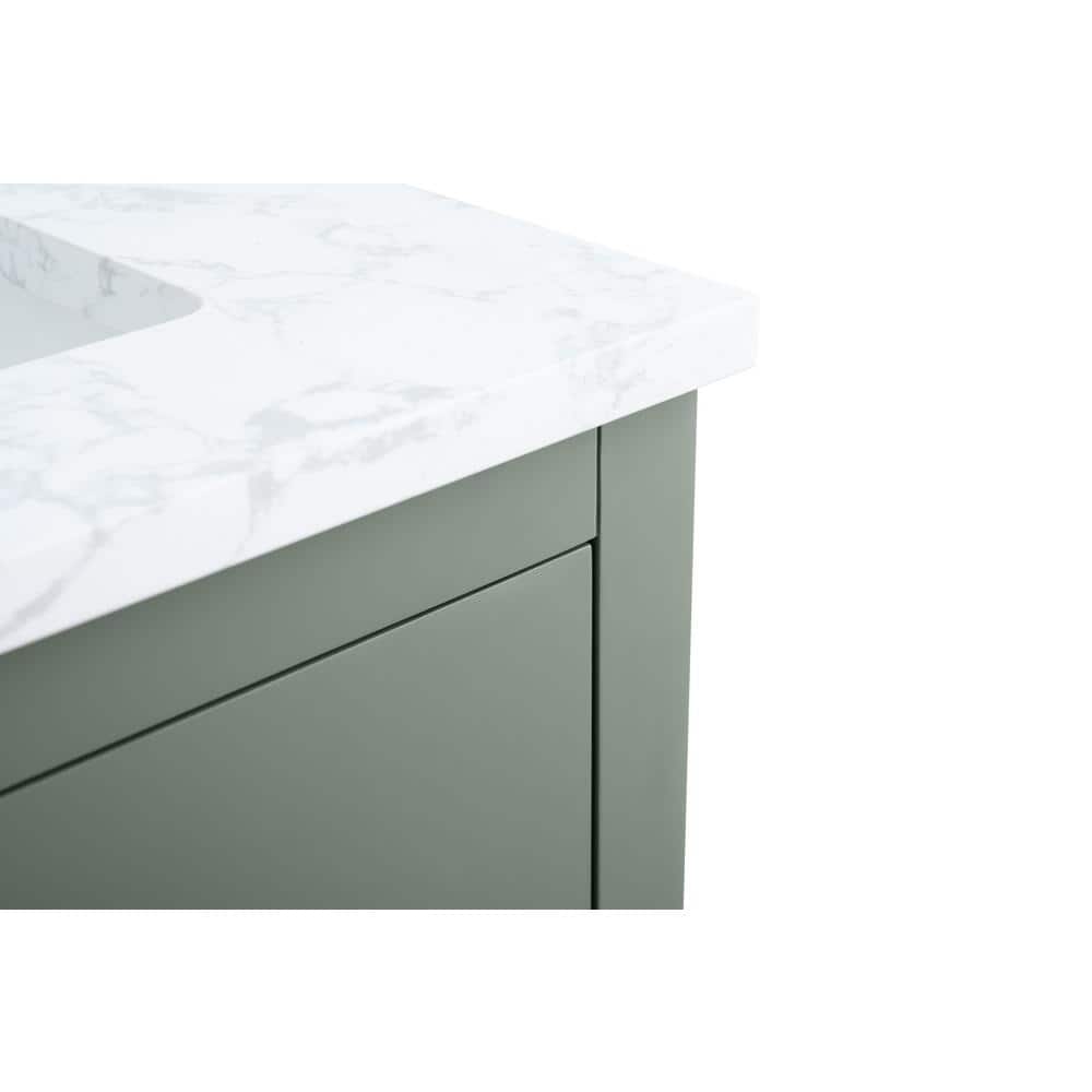 Vintage Green 60" Poplar Wood Single Sink Bathroom Vanity with Engineered Marble Countertop