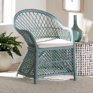 Casilda Pastel Cyan Rattan Arm Chair