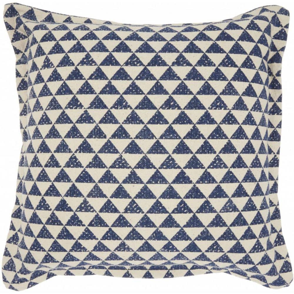 Jordan Indigo Geometric Cotton 20 in. X 20 in. Throw Pillow