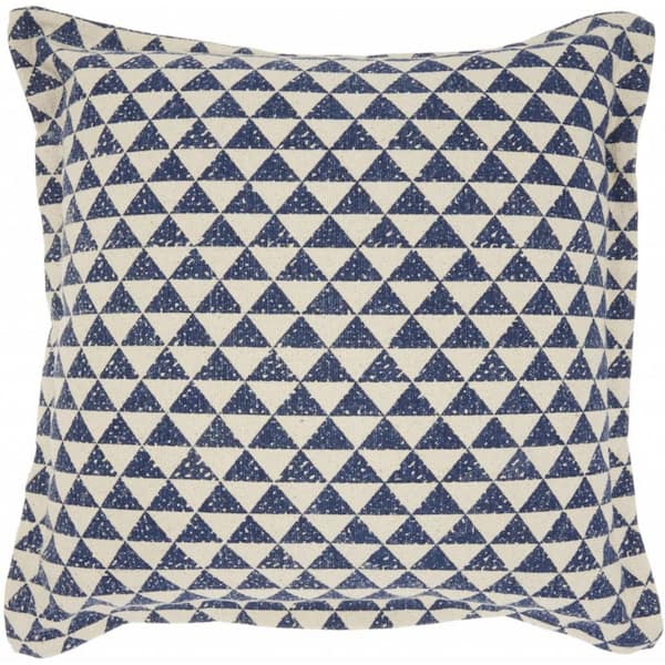 HomeRoots Jordan Indigo Geometric Cotton 20 in. X 20 in. Throw Pillow