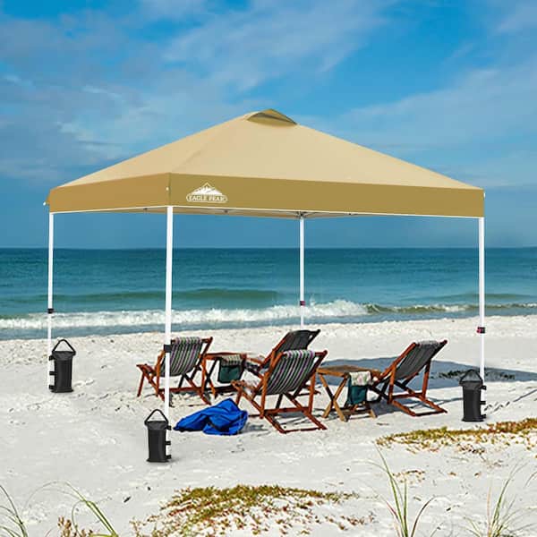 EAGLE PEAK 10 ft. x 10 ft. Pop Up Canopy Tent Instant Outdoor Canopy with 4-Sand Bags