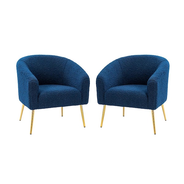 JAYDEN CREATION Bolzano Navy Barrel Chair with Metal Legs (Set of 2)