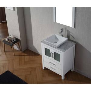 Dior 29 in. W Bath Vanity in White with Marble Vanity Top in White with Square Basin and Mirror