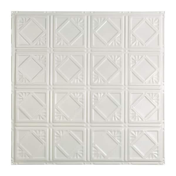 Great Lakes Tin Ludington 2 ft. x 2 ft. Nail Up Metal Ceiling Tile in Gloss White (Case of 5)