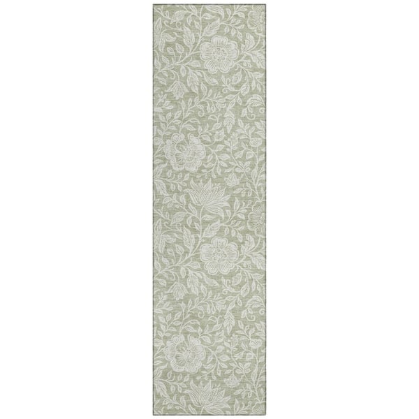 Chantille Machine Washable Indoor/Outdoor Abstract ACN2572 Celery 2 ft. x 7 ft. Runner Rug
