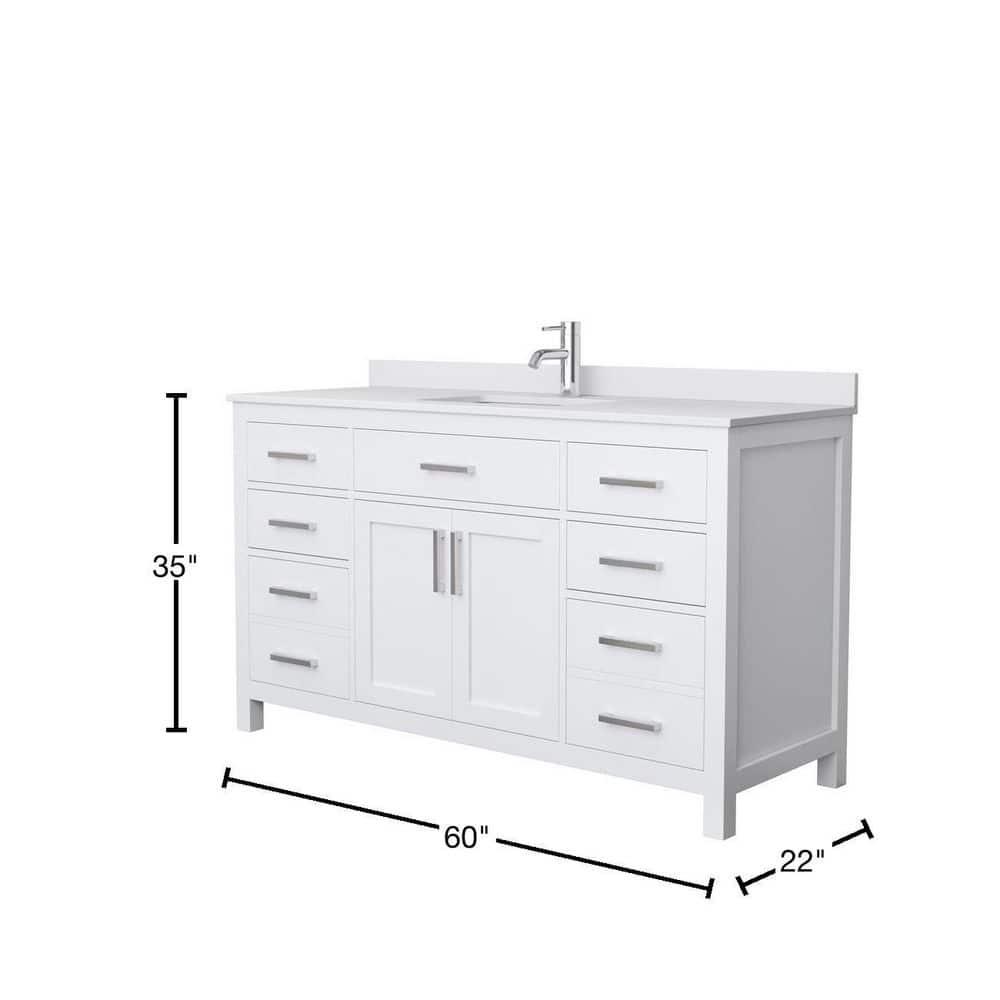Beckett 60" White Freestanding Single Bathroom Vanity with Cultured Marble Top