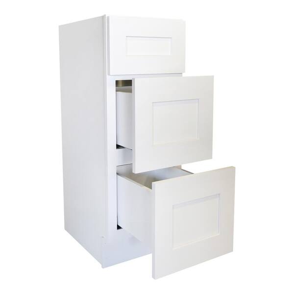 Plywell Ready to Assemble 12x34.5x24 in. Shaker Base with 1 Standard Drawer with 2 Deep Drawers in White