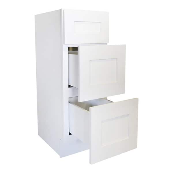 Plywell Ready to Assemble 36x34.5x24 in. Shaker Base with 1 Standard Drawer with 2 Deep Drawers in White