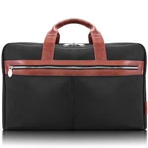 Wellington, 21 in. Black 1680D Ballistic Nylon with Leather Trim Laptop and Tablet Carry-All Duffel