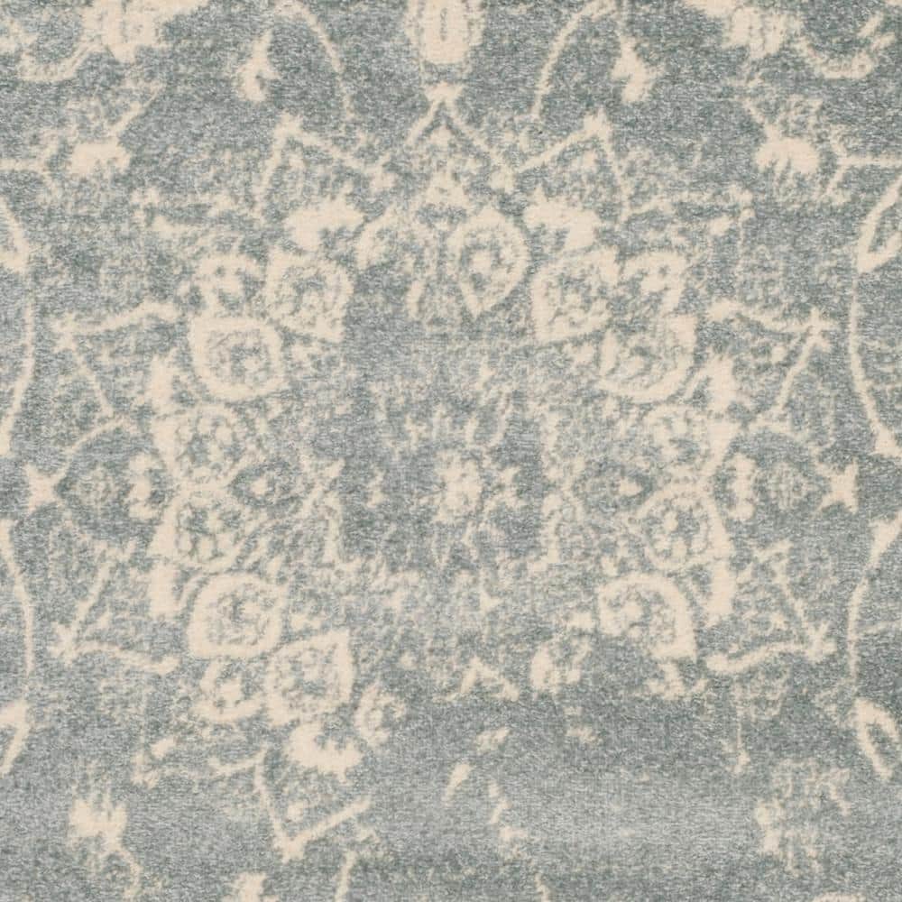 Slate and Ivory Distressed Oriental 9' x 12' Area Rug