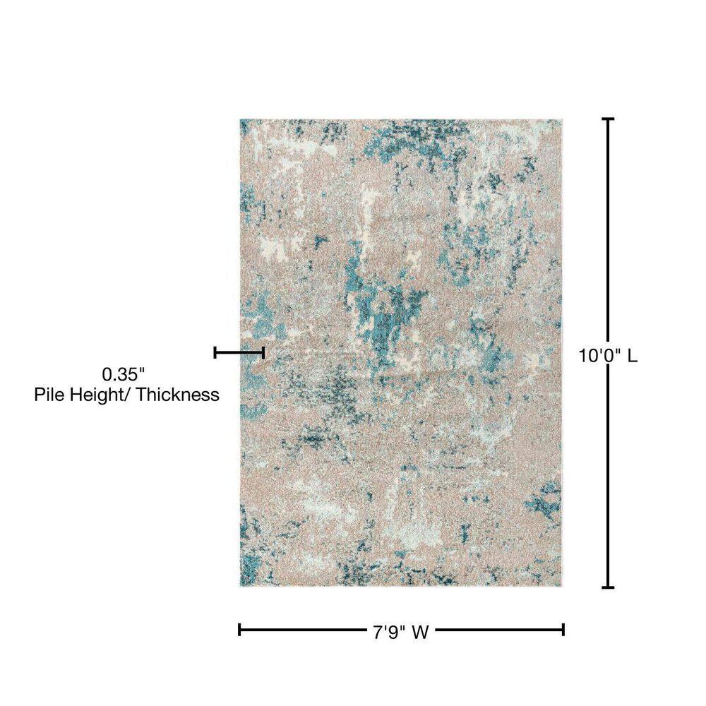 Contemporary Blue and Gray Abstract 8' x 10' Area Rug