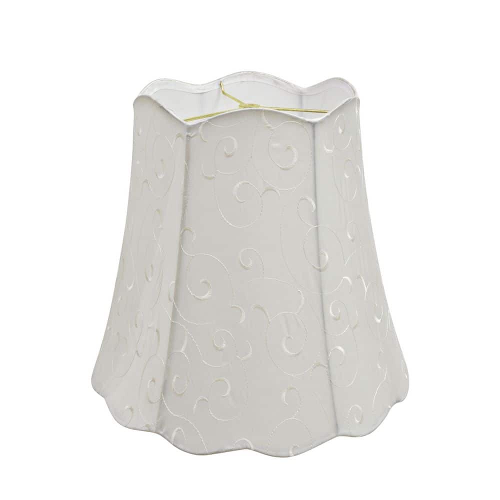 Beige Faux Silk Embroidered Bell Lamp Shade, 16"