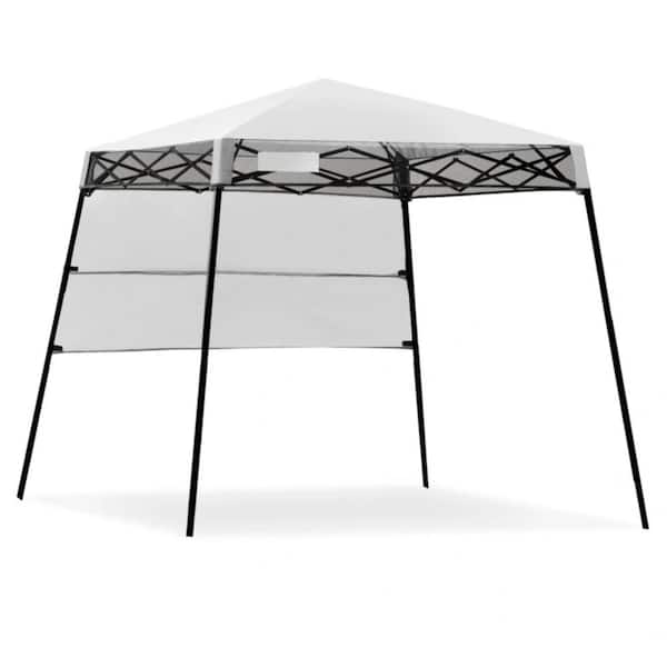6 ft. x 6 ft. White Slant Leg Pop-Up Canopy with Carry Bag and 4 Stakes