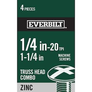 1/4 in.-20 x 1-1/4 in. Combo Truss Head Zinc Plated Machine Screw (4-Pack)