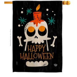 28 in. x 40 in. Happy Skull House Flag Double-Sided Readable Both Sides Fall Halloween Decorative
