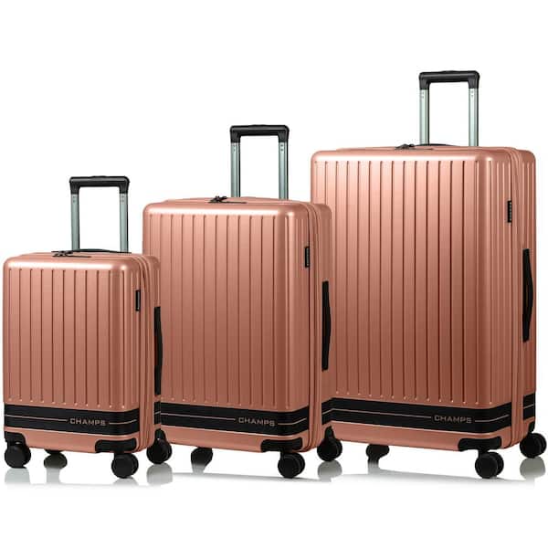 CHAMPS Fresh II 3-Piece Pink Hardside USB Luggage Set S1050-PINK