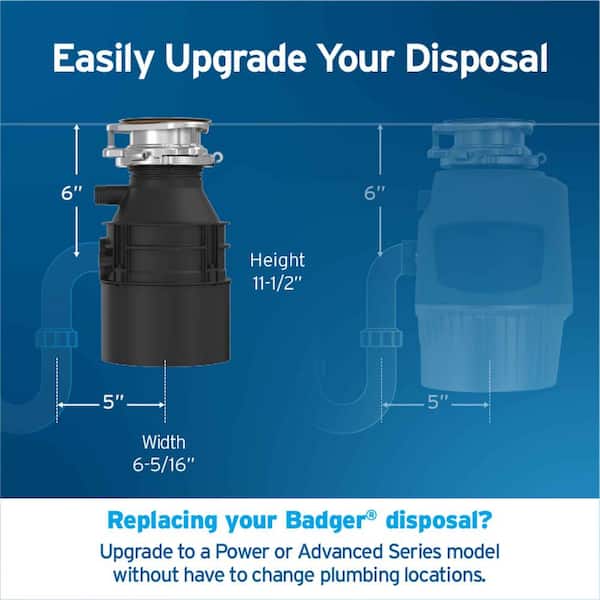 InSinkErator - Badger 1, 1/3 HP Continuous Feed Kitchen Garbage Disposal, Standard Series