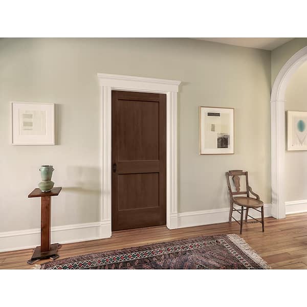 36 in. x 80 in. Monroe Milk Chocolate Stain Left-Hand Solid Core Molded Composite MDF Single Prehung Interior Door