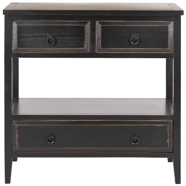 SAFAVIEH Branson 3-Drawer Black Console Table
