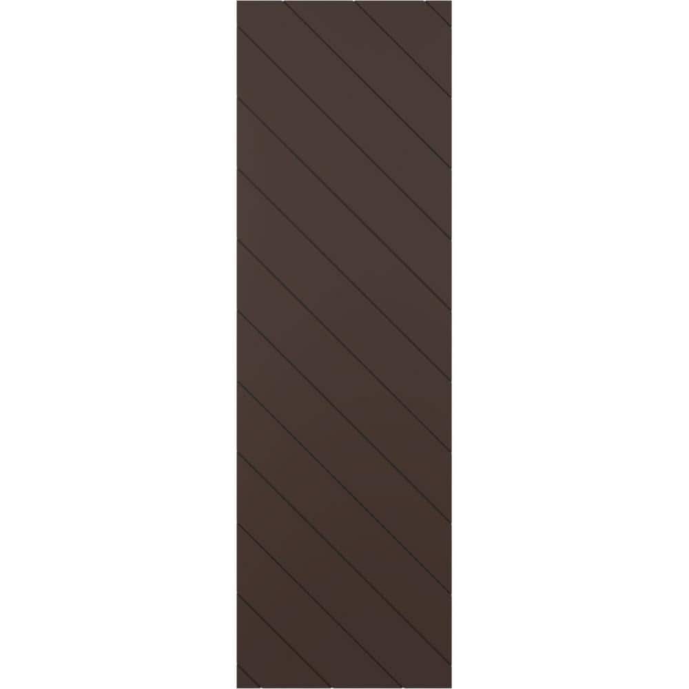 12 in. W x 29 in. H True Fit PVC Diagonal Slat Modern Style Fixed Mount Board and Batten Shutters Raisin Brown price history on PriceWatchPro