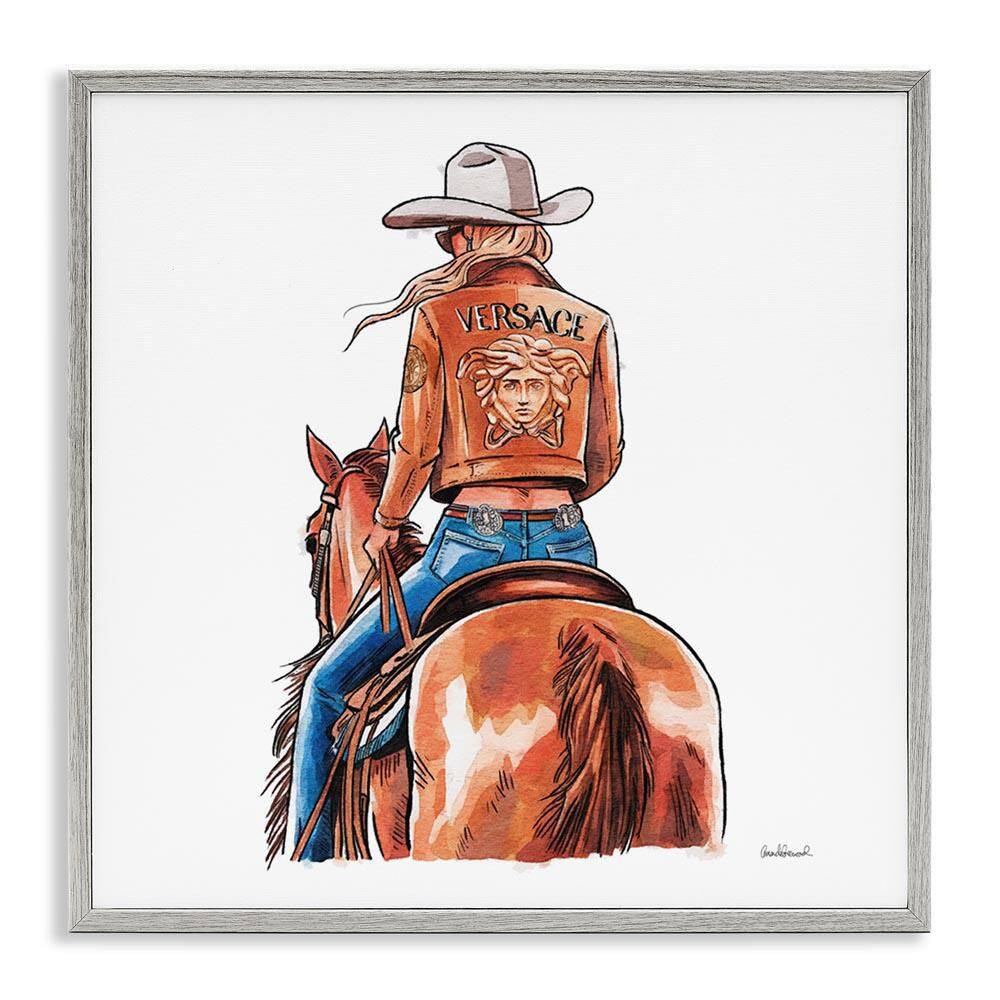 Glam Cowgirl Jockey by Amanda Greenwood Gray Framed People Giclee Art Print 24 in. x 24 in. price history on PriceWatchPro